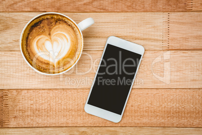 View of a heart composed of coffee