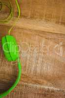 View of a green headphone