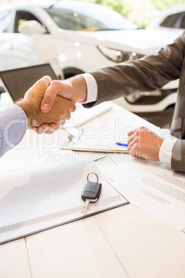 Salesman shaking a customer hand