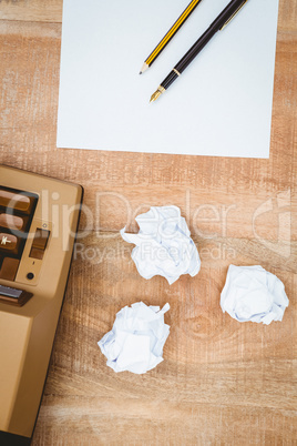 View of an old typewriter and paper