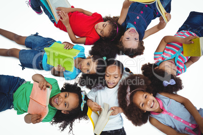 Group of girls reading books