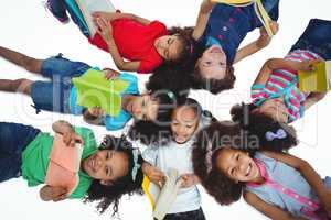 Group of girls reading books