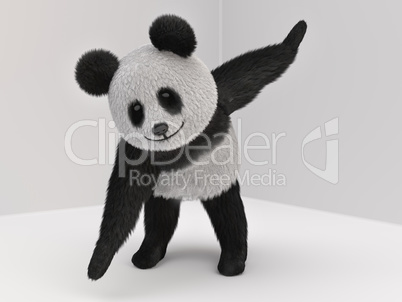 panda fluffy mascot 3d