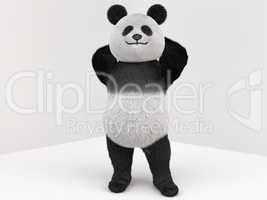 panda character with fur standing on two legs