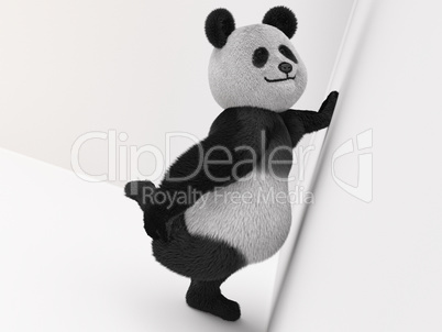 3d panda mascot covered with fur render