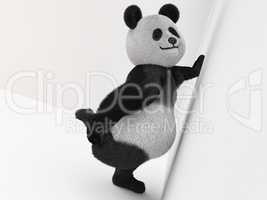 3d panda mascot covered with fur render