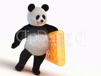 fluffy, fuzzy, furry, downy 3d render panda character