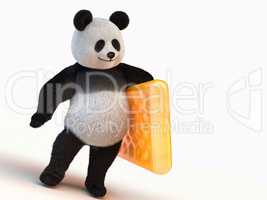 fluffy, fuzzy, furry, downy 3d render panda character