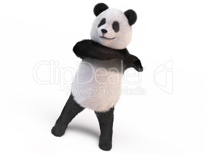 fluffy panda twisting body