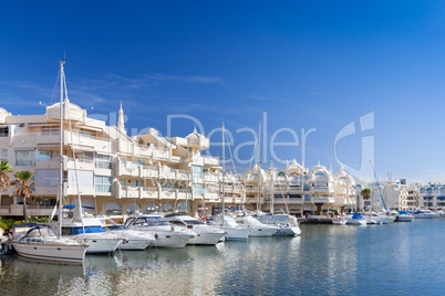Benalmadena Harbour, Costa del Sol, Spain with Yachts
