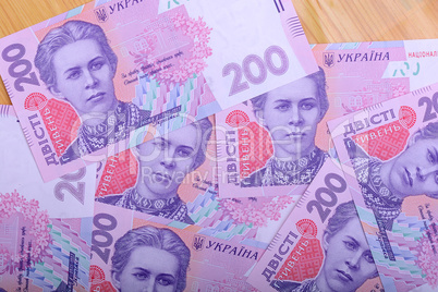 european money, ukrainian hryvnia close up