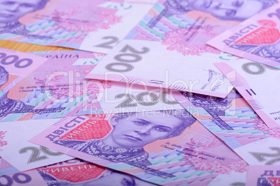 european money, ukrainian hryvnia close up