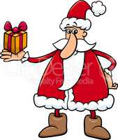 santa with gift cartoon