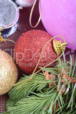 Christmas tree branch with ball