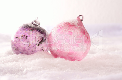 Christmas background with pink glass balls