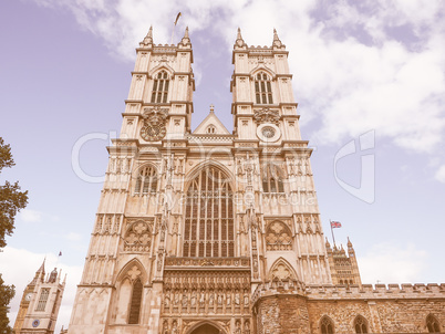 Retro looking Westminster Abbey in London