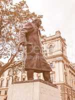 Retro looking Churchill statue in London