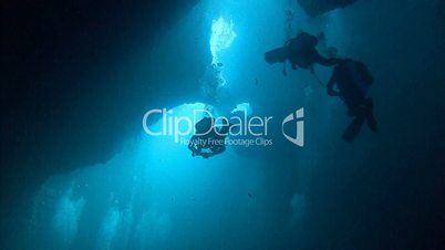 Great diving in underwater caves near the archipelago of Palau