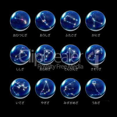 Horoscopes Zodiac Signs crystal sphere Japanese