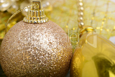 Ball shape Christmas decoration and real tree branch