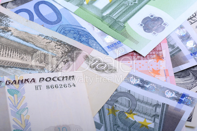 Dollars, euros, russian roubles - Money of the world