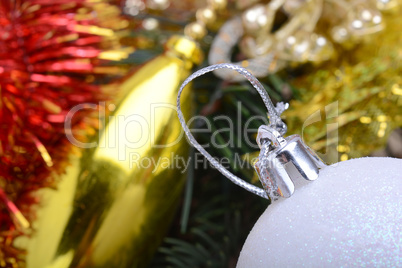 Christmas composition with Christmas balls and Christmas decoration