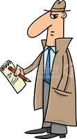 detective or journalist cartoon illustration