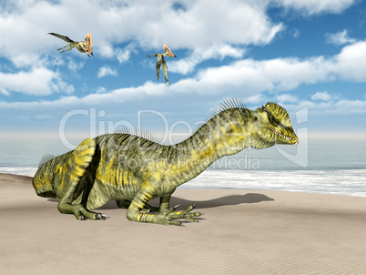 Dilophosaurus und Thalassodromeus