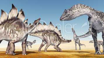 Allosaurus attackiert den Stegosaurus