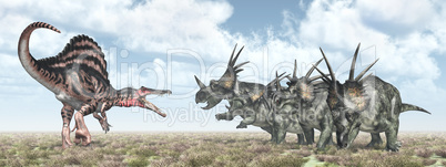 Spinosaurus attackiert den Styracosaurus