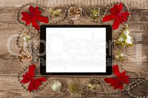 Tablet pc with christmas decorations