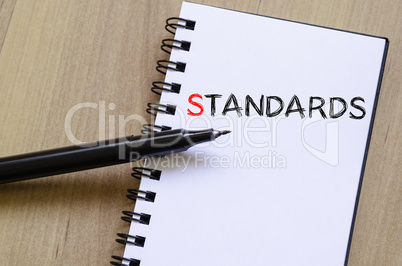 Standards write on notebook