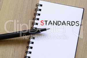Standards write on notebook