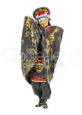 Man in Samurai Decorated Costume with Fan