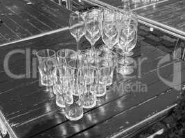 Black and white Beer and wine glasses