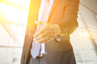 Business people hand offering handshake