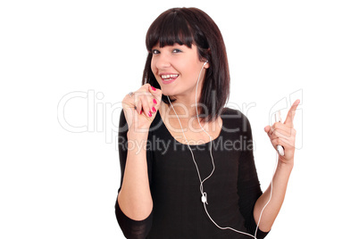 beautiful girl listening music on phone