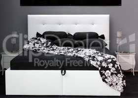 black and white bed