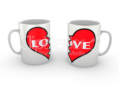Coffee Mugs of  a Broken Hearted Couple