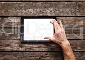 Using spread gesture on touch screen of digital tablet