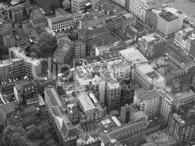 Black and white Aerial view of London