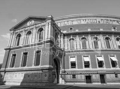 Black and white Royal Albert Hall in London