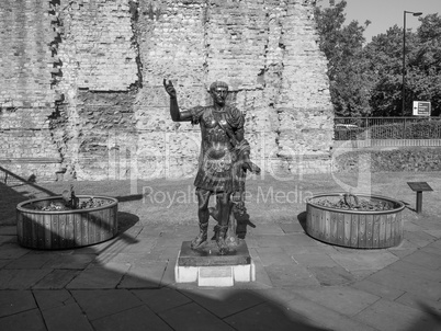 Black and white Trajan statue in London