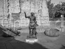 Black and white Trajan statue in London