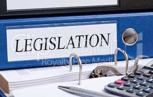 Legislation - blue binder with text