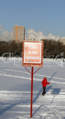 go skiing at winter sunny day