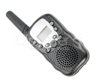 Walkie Talkie in Black Plastic Case Isolated