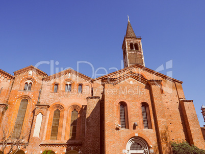 Retro look Sant Eustorgio church Milan