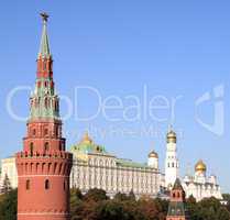 Kremlin tower,  quay and river