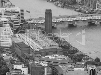 Black and white Aerial view of London